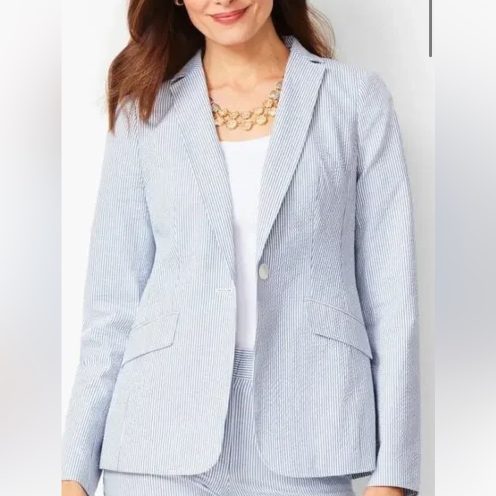 Talbots Seersucker Blue Blazer